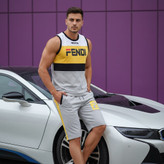 ست مردانه تاپ و شلوارک (ارسال فوری) جنس نخی و ملانژ طرح FENDI